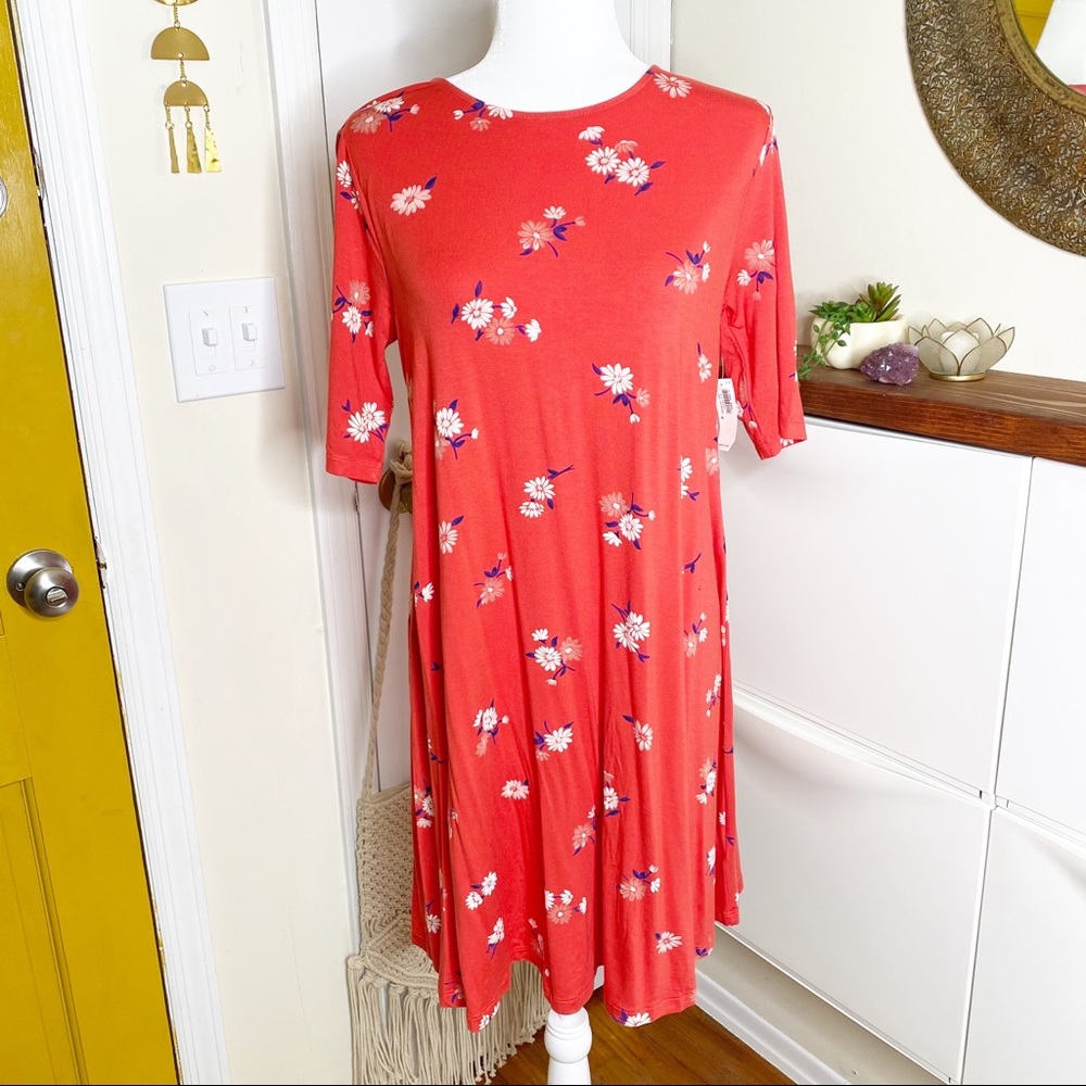 Old Navy M Coral Floral Boho Swing Dress